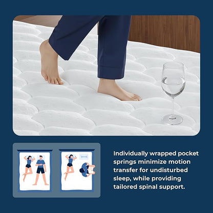 Vesgantti XL Twin Mattress 12 Inch, Fiberglass-Free | Cool Sleep Hybrid Mattress in a Box - Memory Foam & Pocket Springs, Ergonomic Design, Pressure Relief, Medium Firm Feel, 39"*80"*12"