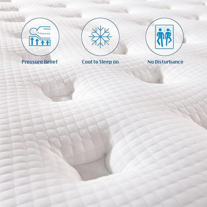 Rimensy Queen Mattress, 14 Inch Hybrid Mattresses in a Box, Individually Wrapped Pocket Coils Innerspring