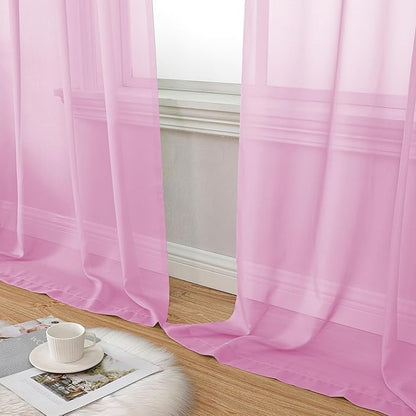 Aiyufeng 96inch Long Pink Sheers Drapes
