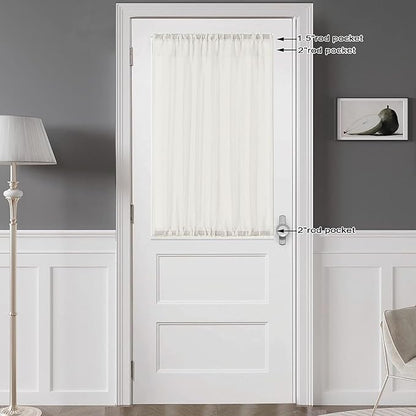 Chyhomenyc Ivory Sheer Curtains Tier 36 inch Length 2 Panels, Light Filtering Airy Rod Pocket Short Curtains Window Treatment for Small Windows/Bathroom/Cafe/Living Room/Farmhouse, 42x36 Inch
