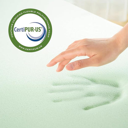 ZINUS 2 Inch Green Tea Memory Foam Mattress Topper, Smaller, More Convenient WonderBox Packaging, Pressure-Relieving Layers, CertiPUR-US Certified, Queen
