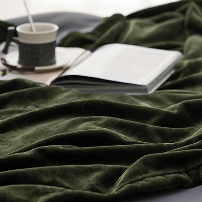 Bedsure GentleSoft Fleece Blanket Twin Size Olive Green - 300GSM Lightweight Plush Fuzzy Cozy Soft Warm Blanket for Bed, Sofa, Couch, Travel, Camping, 60x80 inches