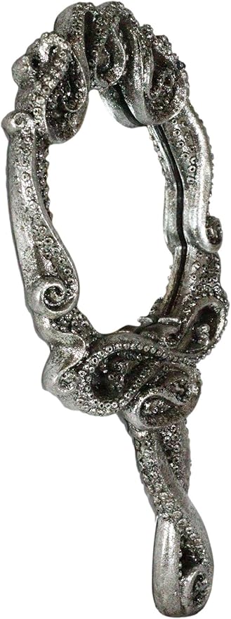 Ebros Nautical Marine Deep Ocean Monster Kraken Cthulhu Octopus Tentacles Resin Sculptural Hand Mirror Vanity Boudoir Beauty Accessory Handheld Mirrors for Women Ladies Girls