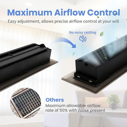 2x10 Inches Heavy Duty Walkable Floor Register - Easy Adjust Air Supply Lever Decorative Floor Vent Covers - Boston Design Vent Covers for Home - Antique Brass