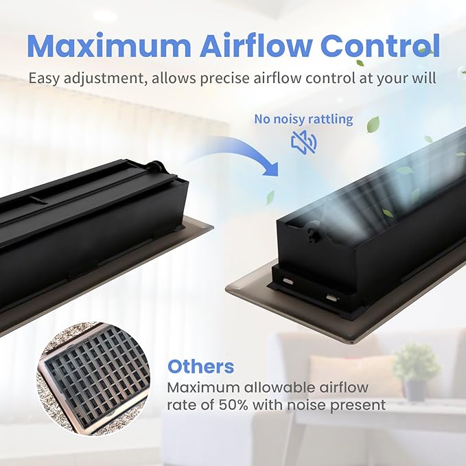 2x12 Inches Heavy Duty Walkable Floor Register - Easy Adjust Air Supply Lever Decorative Floor Vent Covers - Boston Design Vent Covers for Home - Oil Rubbed Bronze