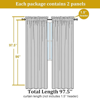 OWENIE Blue Sheer Curtains 96 Inch Long 2 Panels Set, Light Filtering Rod Pocket Soft Clear Sheer Curtain for Bedroom/Living Room, 2Pcs, Each 42" W x 96" L, Royal Blue