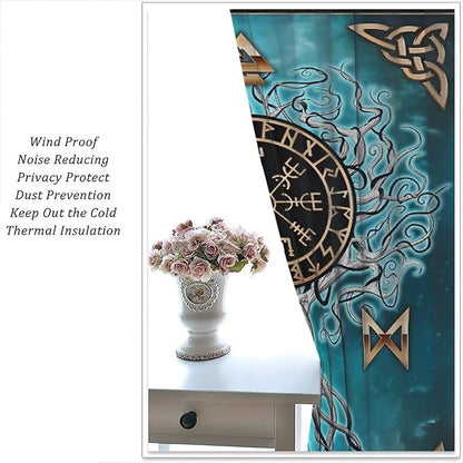 Viking Curtains Viking Totem Curtains Ancient Scandinavian Bedroom Living Room Decoration 2 Panel Groups W55 * L63 Inch