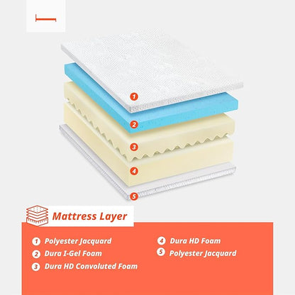 PrimaSleep Twin XL Mattress, 6 Inch Gel Memory Foam Mattress, Gel Infused for Comfort and Pressure Relief, CertiPUR-US Certified, Bed-in-a-Box, Medium Firm, Twin XL Size