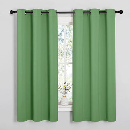 NICETOWN Room Darkening Curtains for Kitchen, Forest Green, Set of 2, 42 inches Wide by 50 inches Long, Window Treatment Thermal Insulated Solid Grommet Room Darkening Curtains/Drapes for Bedroom