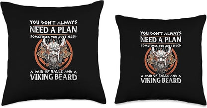 Scandinavian Mythology Anglo-Saxon Warriors Viking Beard Throw Pillow