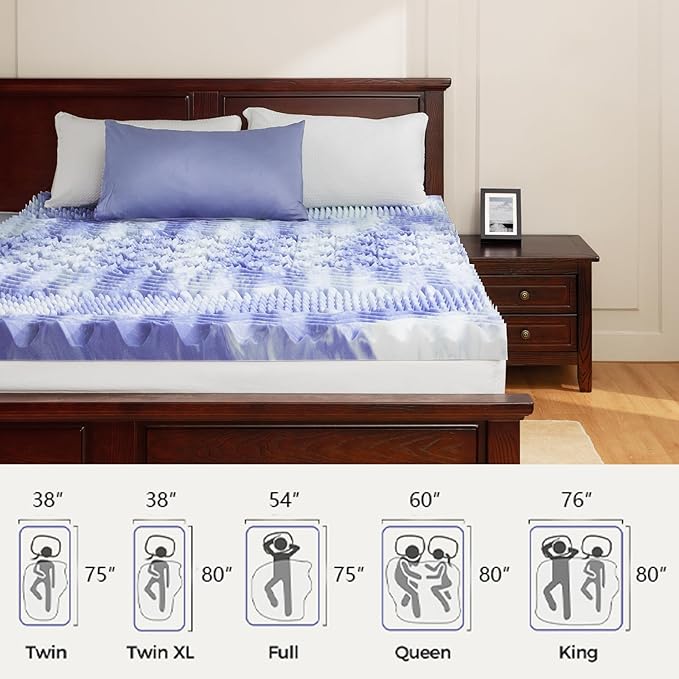 Dreamsmith 3 Inch Queen Memory Foam Mattress Topper,Gel Infused 7-Zone Foam Mattress Topper for Pressure Relief, CertiPUR-US Certified, Queen Size Mattress Pad