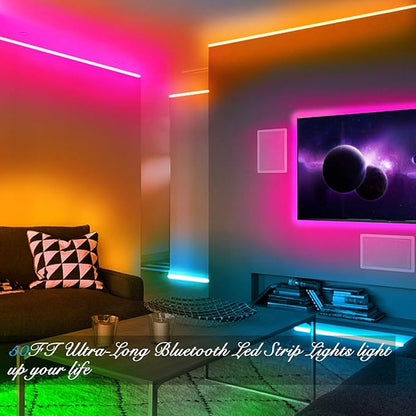 DAYBETTER LED Strip Lights 100ft RGB Lights Strip for Bedroom, Desk, Indoor Room Living Room Brithday Gifts Home Decor with Remote, 24V Power Supply