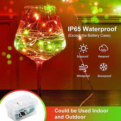 ZGWJ 8 Pack Christmas Fairy Lights Battery Operated, 7ft 20LED Mini Fairy String Lights Silver Wire 3 Modes Waterproof for Christmas Tree DIY, Parties, Bedroom Decorations Red&Green Red&Green
