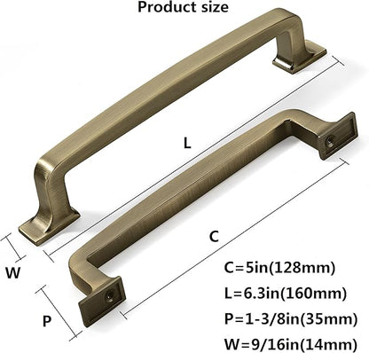 khtumeware 6 Pack 5 Inch Kitchen Cabinet Handles Brushed Antique Brass Cabinet Pulls Drawer Pulls Kitchen Cabinet Hardware Kitchen Handles for Cabinets Cupboard Handles Drawer Handles