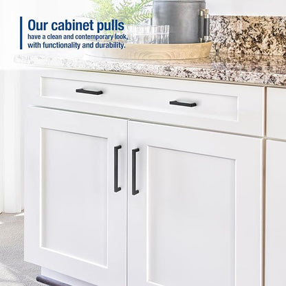JOY DECOR 25 Pack Cabinet Handles, Black Cabinet Pulls, 3-3/4 Inch Kitchen Closet Handles Square Drawer Pulls Stainless Steel Drawer Hardware, 96mm Hole Centers
