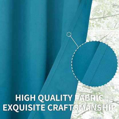 BGment Blackout Curtains - Grommet Thermal Insulated Room Darkening Bedroom and Living Room Curtains, Set of 2 Panels (38 x 54 Inch, Peacock Blue)