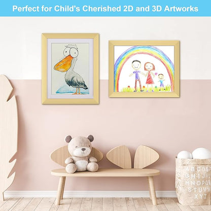 [3 Pack] Kids Art Frames, 10x12.5 Front Opening Kids Artwork Frames Changeable, Displays 8.5x11 With Mat and 10x12.5 Without Mat, Holds 50 Pcs, for 3D Picture, Crafts, Children Drawing, Hanging Art, Portfolio Storage