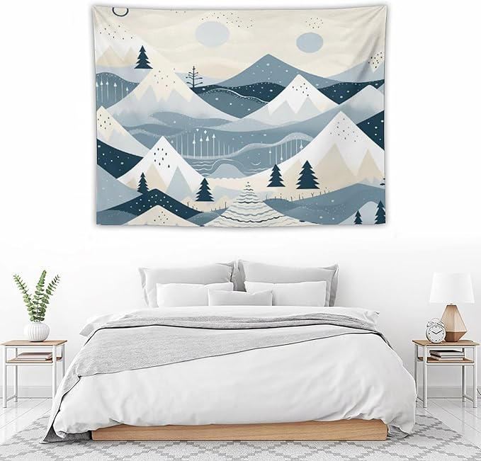 MaSiledy Tapestry Snow Mountain Scandinavian Winter Aesthetic Bedroom Tapestries Xmas Rustic Winter Holiday Tapestry Wall Hanging Wall Hanging for Bedroom Living Room Dorm Landscape 30"x40"