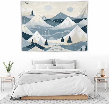 MaSiledy Tapestry Snow Mountain Scandinavian Winter Aesthetic Bedroom Tapestries Xmas Rustic Winter Holiday Tapestry Wall Hanging Wall Hanging for Bedroom Living Room Dorm Landscape 30"x40"