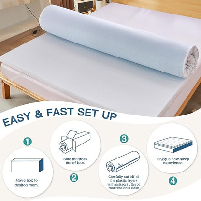 Airensky 4 Inch Memory Foam Mattress Topper twin xl College Dorm, Cooling Gel Infused High Density with Removable Skin-Friendly Cover, Pressure Relief Back Pain, CertiPUR-US Certified, Twin XL 39"x75"