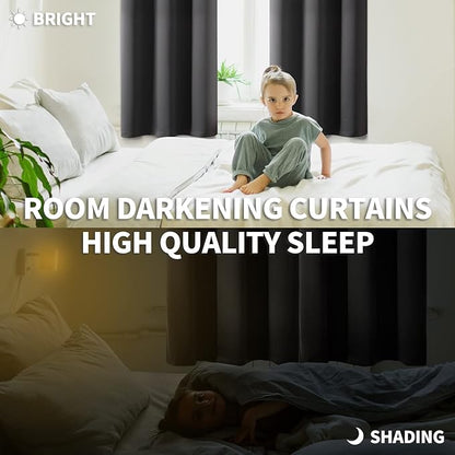 BGment Blackout Curtains for Bedroom - Grommet Thermal Insulated Room Darkening Curtains for Living Room, Set of 2 Panels (52 x 72 Inch, Dark Grey)