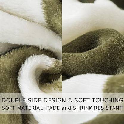 Checkered Queen Size Blanket,90x90 Inches Sage Green Microfiber Soft Cozy Fluffy Warm Hand Made Queen Throw Blankets for Queen Full Bed,Couch, Sofa, Chair, Camping, Picnic,Sage Green