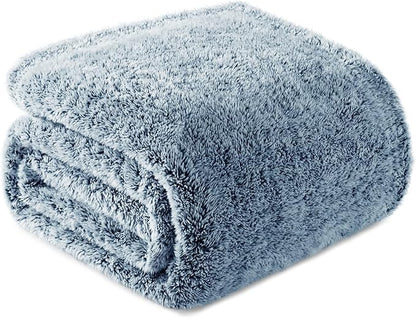 Exclusivo Mezcla Plush Fuzzy Fleece Bed Blanket Queen Size, Super Soft, Fluffy and Warm Blankets Suitable for All Seasons (Mixed Teal, 90x90 Inches)