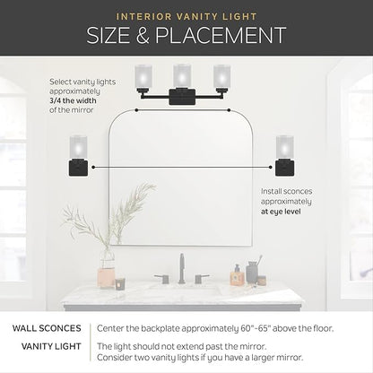 Kichler 3-Light Bathroom Light Fixture in Tannery Bronze, Traditional Vanity Light, 5337TZS, (24" W x 8" H x 8" D)