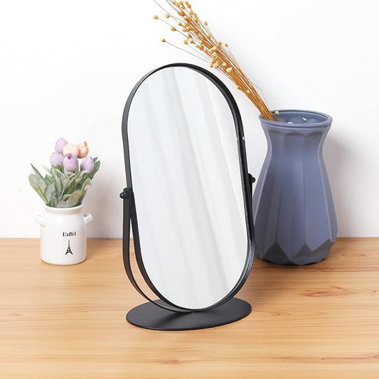 LONGSHENG - SINCE 2001 - Black Table Portable Makeup Mirror for Bedroom & Desk, 11 Inch Large Mirror for Home & Bathroom