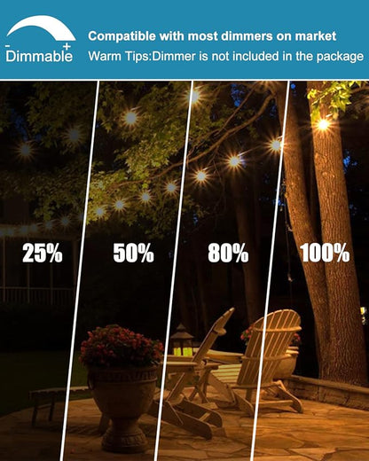 Lightdot 100FT Outdoor Led Patio Lights, ETL Listed Led String Lights with Shatterproof Edison Vitage Bulbs, Commercial Grade Hanging Light for Patio Cafe Bistro Backyard