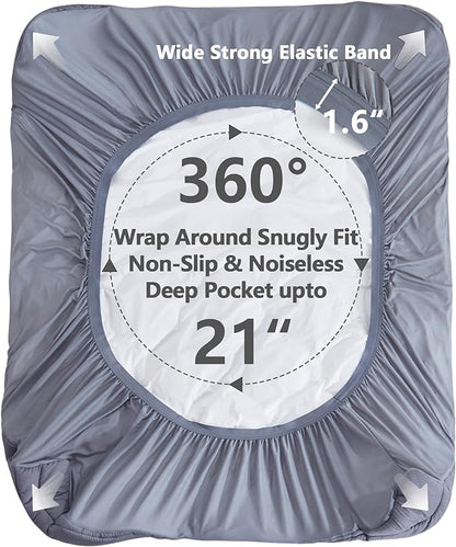 Full Size Mattress Pad Waterproof, Cooling Mattress Topper for Double Bed, Pillow Top Quilted Fitted Mattress Protector Cover with 8-21" Deep Pocket (54x75 inch, Grey)