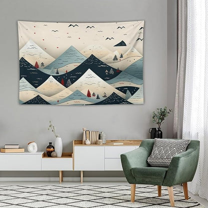MaSiledy Tapestry Wall Hanging Snow Mountain Scandinavian Winter Tapestry Merry Christmas Winter Xmas Tapestry for Bedroom Aesthetic Wall Hanging Decor Tapestry for Bedroom Aesthetic Alt Room 40"x60"
