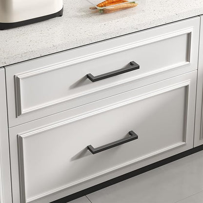 Goldenwarm 2 Pack Black Square Bar Cabinet Pull Drawer Handle Stainless Steel Modern Hardware for Kitchen and Bathroom Cabinets Cupboard,Center to Center 10in(256mm) Black Drawer Pulls
