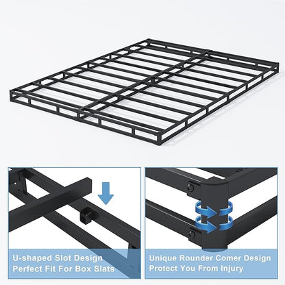 Low Profile Box Spring King Size,3 Inch Box Spring for King Bed,Heavy Duty Mattress Foundation,Metal Bed Base/Noise Free/Non-Slip/Easy Assembly