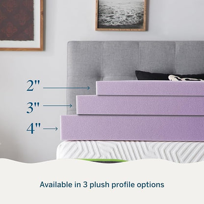 LUCID 2 Inch Lavender Infused Memory Foam Mattress Topper, Full Size – Ventilated Design – Pressure Relieving Bed Topper - Mattress Pad – CertiPur Certified
