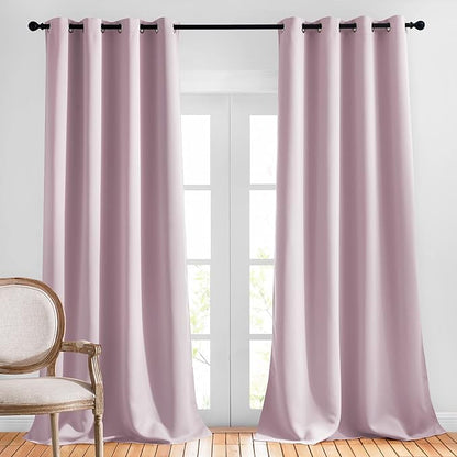 NICETOWN Room Darkening Drapes for Nursery - (52 inches Width by 120 inches Length, Lavender Pink, 1 Pair) Light Blocking Curtain Panels for Bedroom Girl Room, Soft Fabric Window Treatment