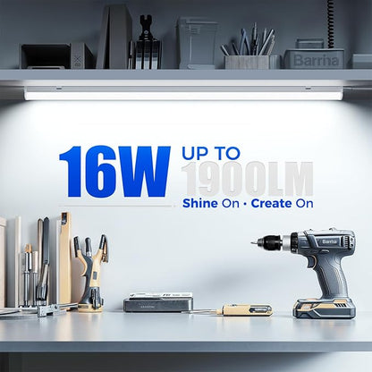 Barrina (Pack of 6 LED T5 Shop Light 3FT, 6500K Super Bright White, Utility Shop Lights, Commercial Bay Light, ETL Listed, Corded Electric with Built-in ON/Off Switch