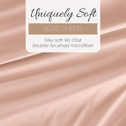 Linen Market Double-Brushed Microfiber King Sheet Set 4 Piece – Oeko-TEX Certified Ultra Soft & Wrinkle-Free - 16" Deep Pocket Sheets - Easy Care King Size - Blush