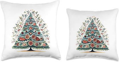Scandinavian Nordic Winter Boho Christmas Tree Women Throw Pillow