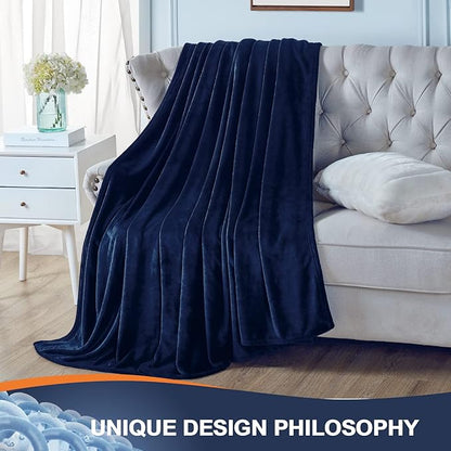 Walensee Fleece Blanket Plush Throw Fuzzy Lightweight (King Size 108x90 Navy Blue) Super Soft Microfiber Flannel Blankets for Couch, Bed, Sofa Ultra Luxurious Warm and Cozy for All Seasons