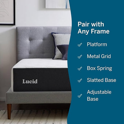 Lucid 14 Inch Memory Foam Mattress - Medium Plush Feel - Infused with Refreshing Bamboo Charcoal and Cooling Gel - Bed in a Box - Temperature Regulating, Pressure Relief - Breathable - California King