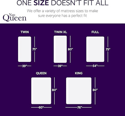 NapQueen 6 Inch Cooling Gel Twin Size Medium Firm Memory Foam Mattress, Bed in a Box, White