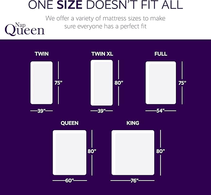 NapQueen 10 Inch Twin-XL Size Mattress, Cooling Gel Memory Foam Mattress, Bed in a Box White