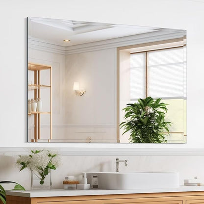 Frameless Mirror for Bathroom Vanity,12x20in Wall Mounted Mirrors for Over Sink Decorative Rectangular Frameless Mirror,With Polished Edge,Hangs Horizontally Or Vertically,Entryways,Room,Shatterproof