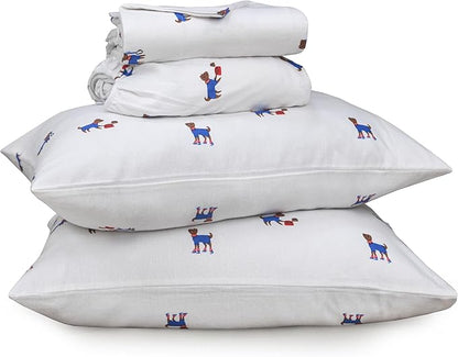 RUVANTI Flannel Sheets Twin XL Size - 100% Cotton Double Brushed Twin XL Sheet Sets, Deep Pockets 16 Inches, All Seasons Breathable & Extra Soft Bed Sheets, Warm & Cozy, 3 Piece, Puppy Playoff