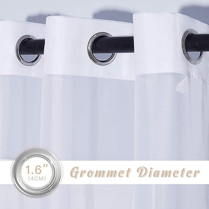 NICETOWN White Sheer Curtains 72 inches Long - Silver Eyelet Top Light Filtering Window Drapes Airy & Breathable Living Room Voile Panels for Flat/Apartment, 74" W Total 2 Pieces