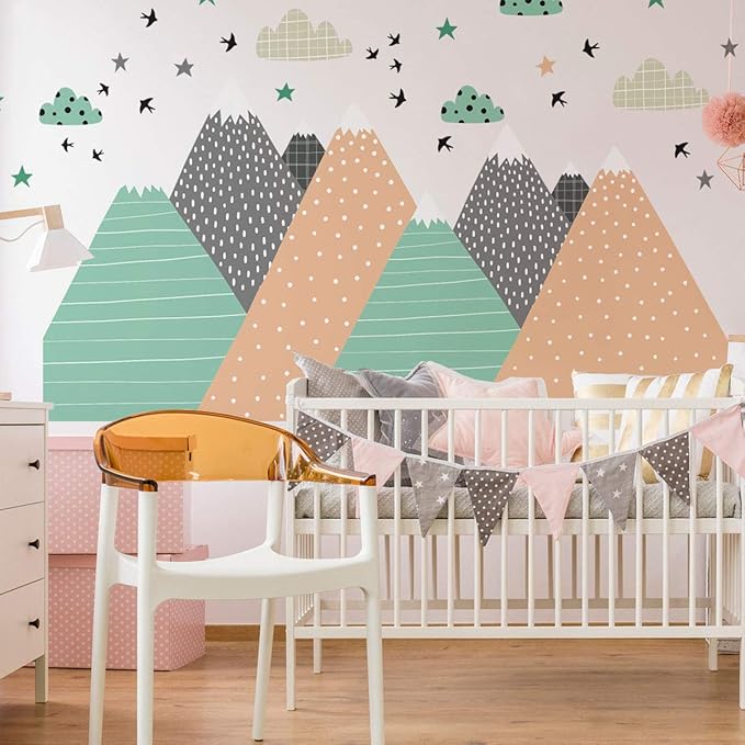 Children's Wall Sticker for Baby Room Decoration – Giant Scandinavian Mountains Darinka – H120 x L180 cm