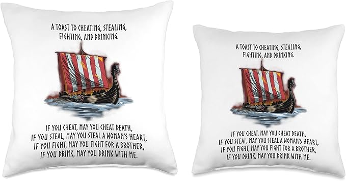 Viking Mythology - Scandinavian Longship - Norse Paganism Throw Pillow