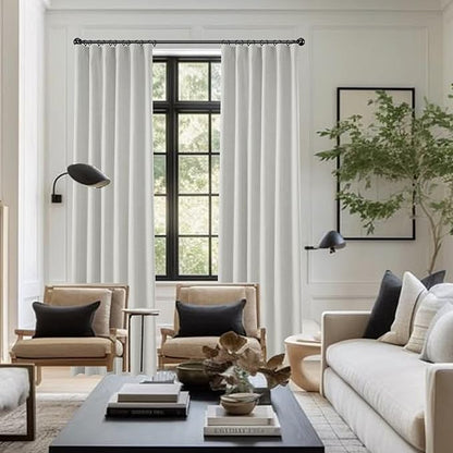 KangBang Extra Wide Blackout Curtains 96 Inch Length 2 Panel Set, Full Black Out Energy Saving Linen Drapes for Living Room Sliding Glass Door, Rod Pocket/Back Tab/Hook Belt,Light Grey,72x96