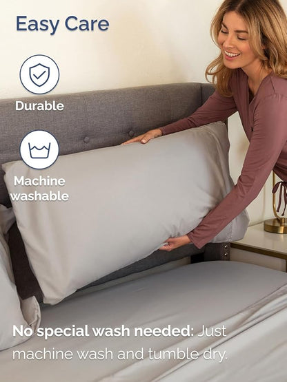 Extra Deep Twin Sheet Set - 4 Piece Breathable & Cooling Sheets - Hotel Luxury Bed Sheets Set - Easy & Secure Fit - Soft, Wrinkle Free & Comfy Sheets Set - Light Grey Sheet Set with Extra Deep Pockets